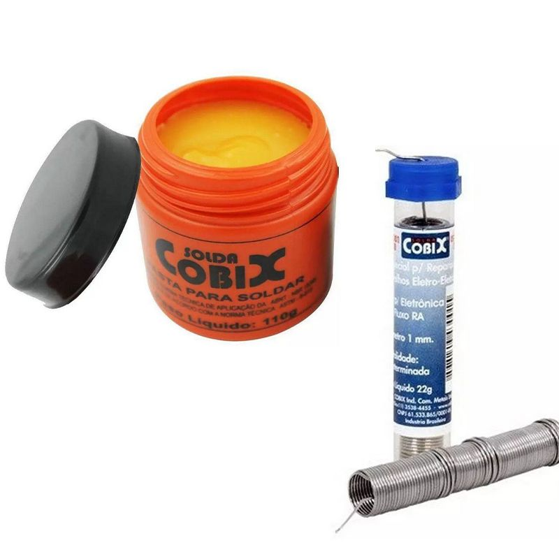 Kit Pasta de Solda 110g + Tubinho de Solda 63X37 1,0mm Cobix