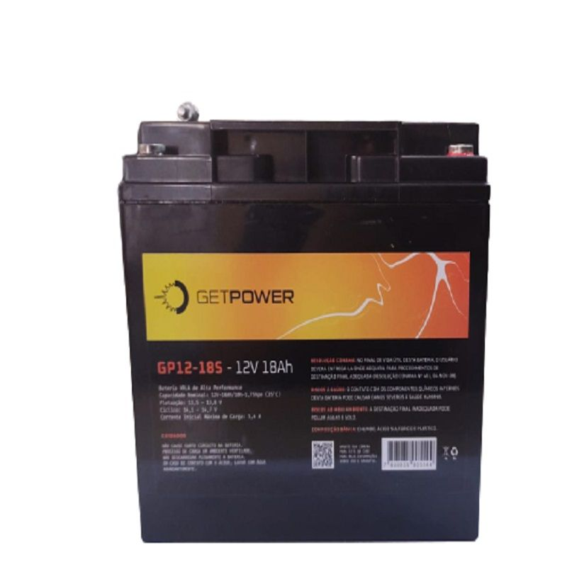 Bateria Selada Estacionria  12V-18AH  GETPOWER - 18AH  Nobreak UPS Eletrnicos