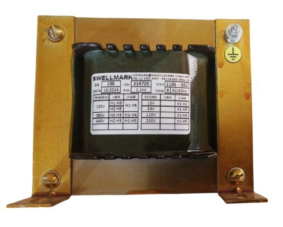 Transformador Monofsico de Comando Universal 220V/380V/440V X 0v/12V/24V/110V/220V 100VA