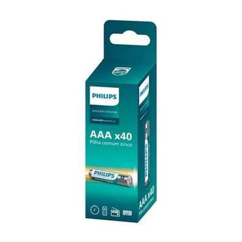 Pilha Philips zinco AAA 1.5V com 10 packs de 4 unidades R6L40TF/59