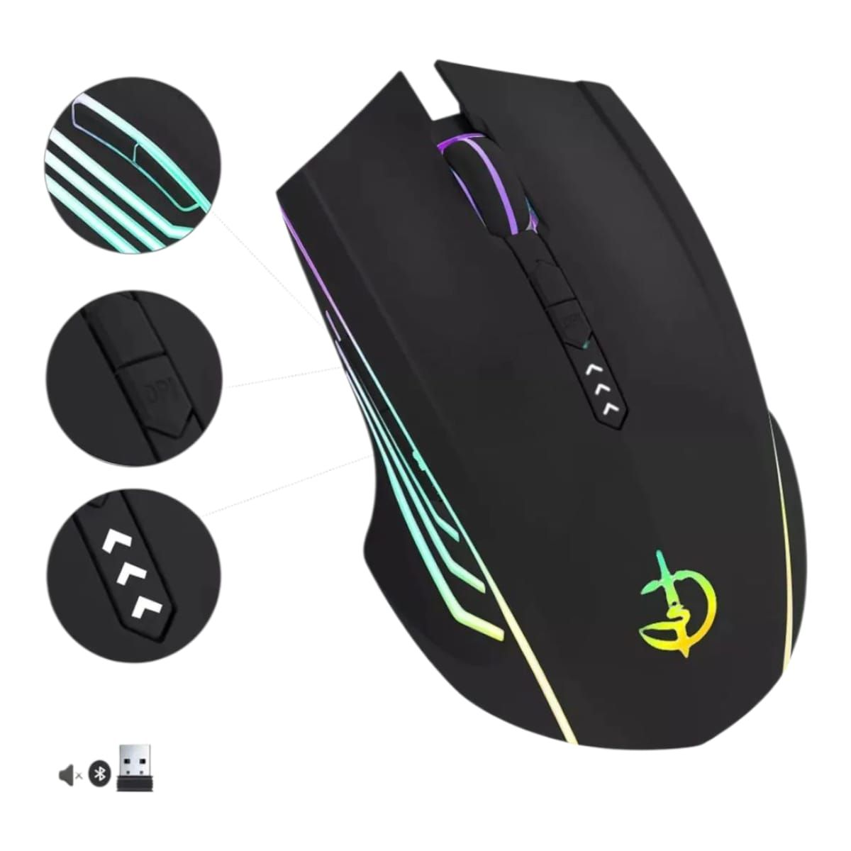 Mouse Sem Fio Gamer Recarregvel Wireless Bluetooth 2.4G
