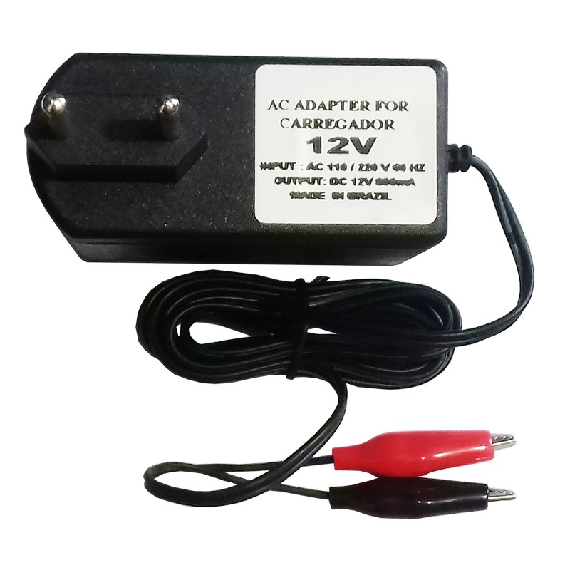 Fonte Carregador de Bateria 12Vdc 800mAh 110/220V FLUTUADOR