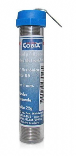 Tubinho de Solda Estanho  63x37 1,0mm Azul 22g Fluxo RA Cobix
