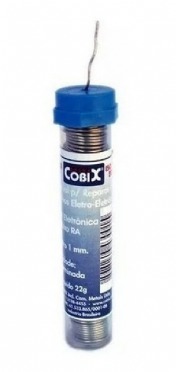 Tubinho de Solda Estanho  63x37 1,0mm Azul 22g Fluxo RA Cobix