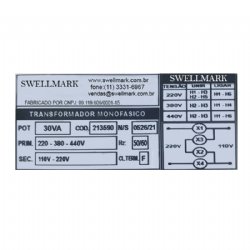 Transformador Monof�sico de Comando Universal 220V/380V/440V X 110V/220V 30VA