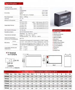 Bateria Selada 12V 9AH para Nobreak Recarregavel CSP POWER