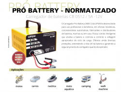 Carregador Autom�tico de Bateria 5 a 90Ah / 12v 5Ah PB0512 - UPSAI  Uso Autom�veis, Moto