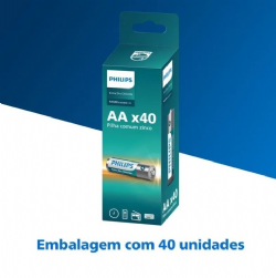 Pilha Philips zinco AA 1.5V com 10 packs de 4 unidades R6L40TF/59