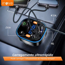 Carregador Adaptador Bluetooth Carro Universal Transmissor