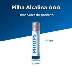 Pilha Alcalina Philips AAA 1.5V com 02 unidades
