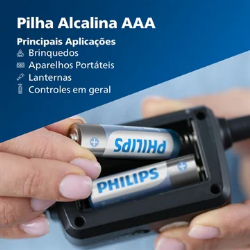 Pilha Alcalina Philips AAA 1.5V com 02 unidades