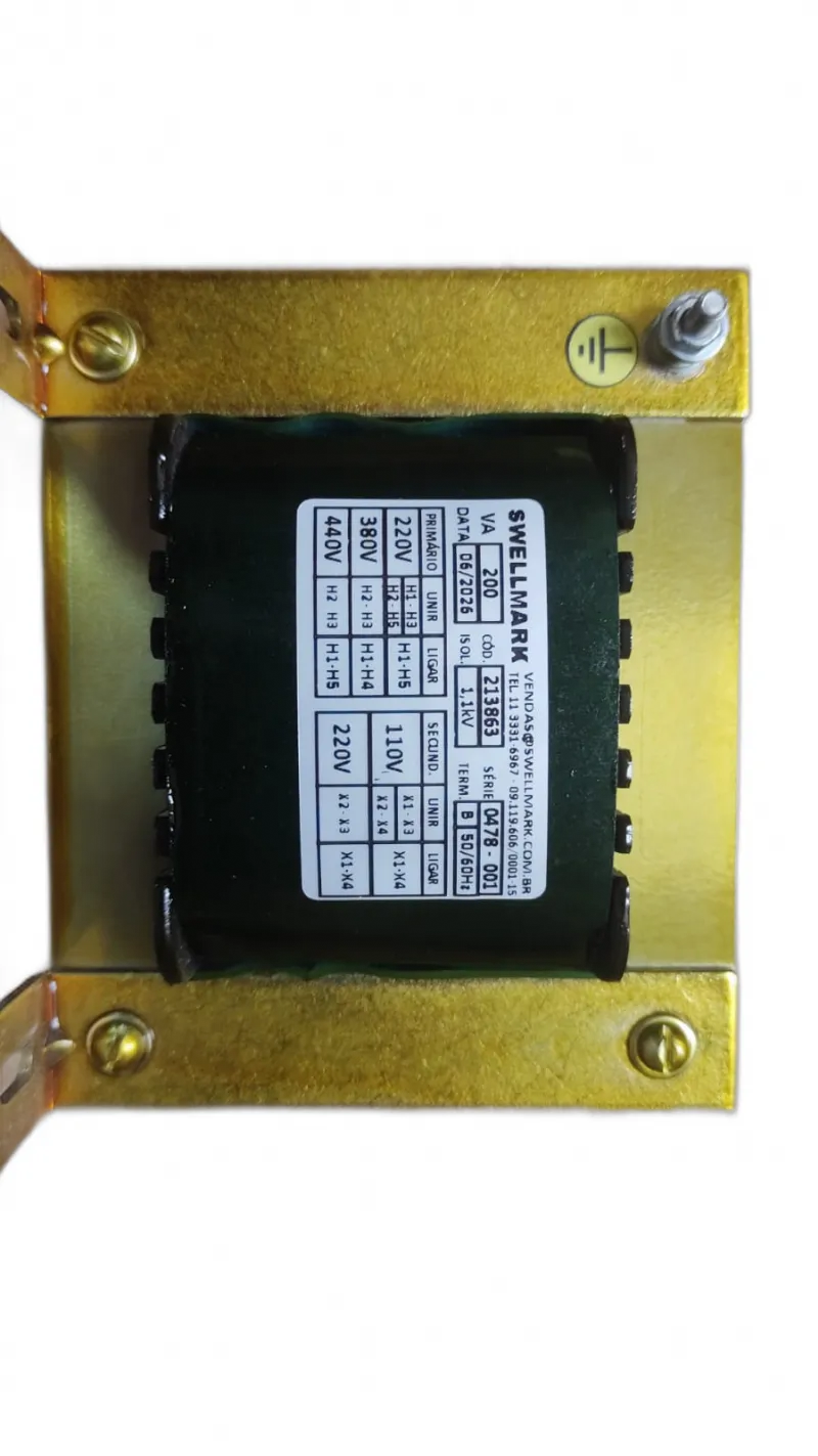 Transformador Monof�sico de Comando Universal 220V/380V/440V X 110V/220V 200VA