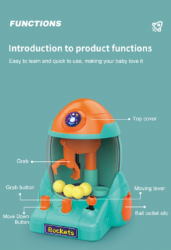 Mini M�quina de Pegar Bolinhas Formato de Foguete com Garra e Bolas